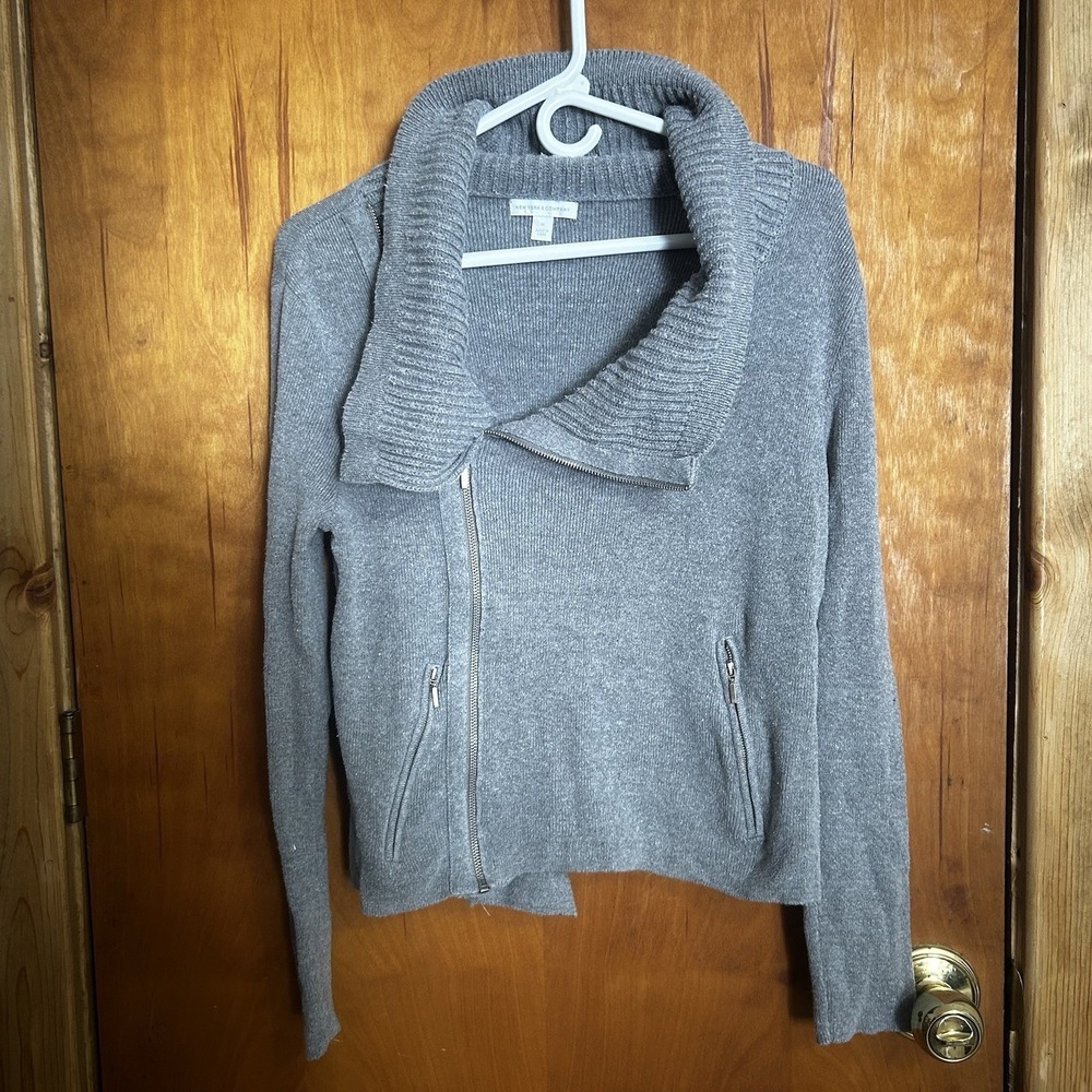 Vtg JONES NEW YORK Grey Zippered Grey Sweater Size Médium